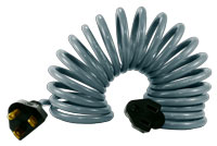 Coiled retractable electrical extension cord